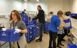 Postin kirjelaatikoita lajitellaan.